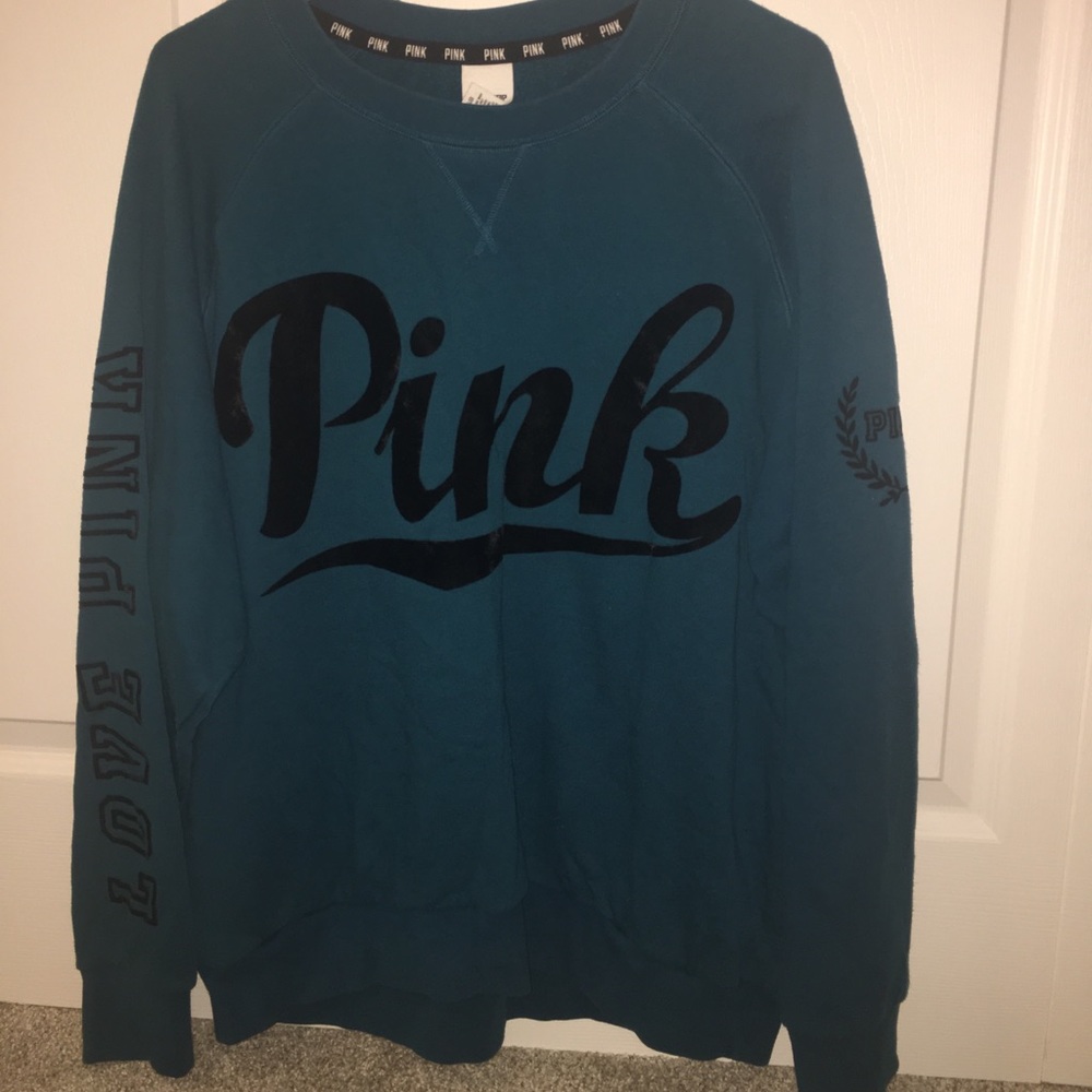 Blue and velvet PINK sweatshirt